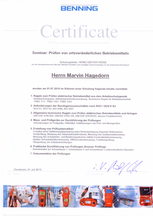 Pohlmann + Bindel Bad Iburg Marvin Hagedorn Benning 2015 Elektro Zertifikat 